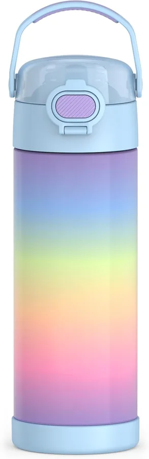 THERMOS FUNTAINER Water Bottle with Spout, 16oz, Rainbow Cloud | Kids Stainless Steel Insulated Water Bottle, Keeps Drinks Cold Longer for School & Play, BPA-Free