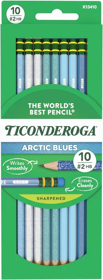 Ticonderoga Wood-Cased Pencils Pre-Sharpened, Arctic Blues, 10 Count