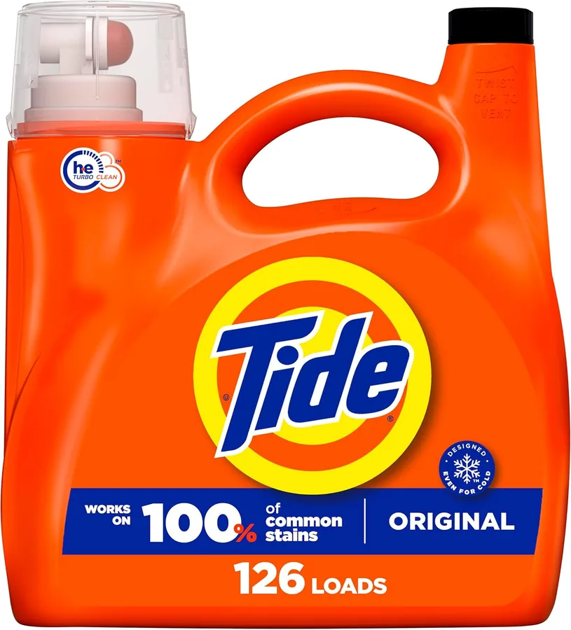 Tide Laundry Detergent Liquid, Original Scent, 126 Loads, 158 fl oz, Works on 100% of Common Stains