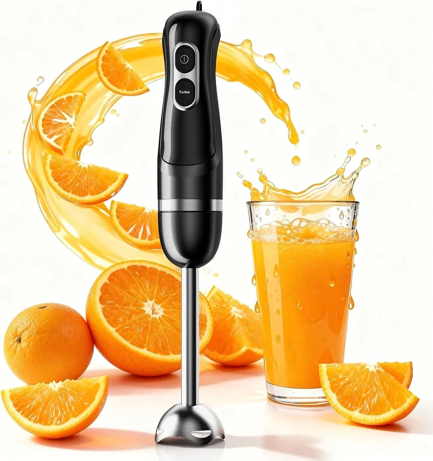 Turelar Immersion Blender Corded 400W, 2 Speed, Emulsifier, Blend, BPA-Free | Hand Blender Stick Mixer, Ergonomic Handle, Stainless Steel Blades, Effortless Blending for Soup, Smoothies, Puree, Baby Food