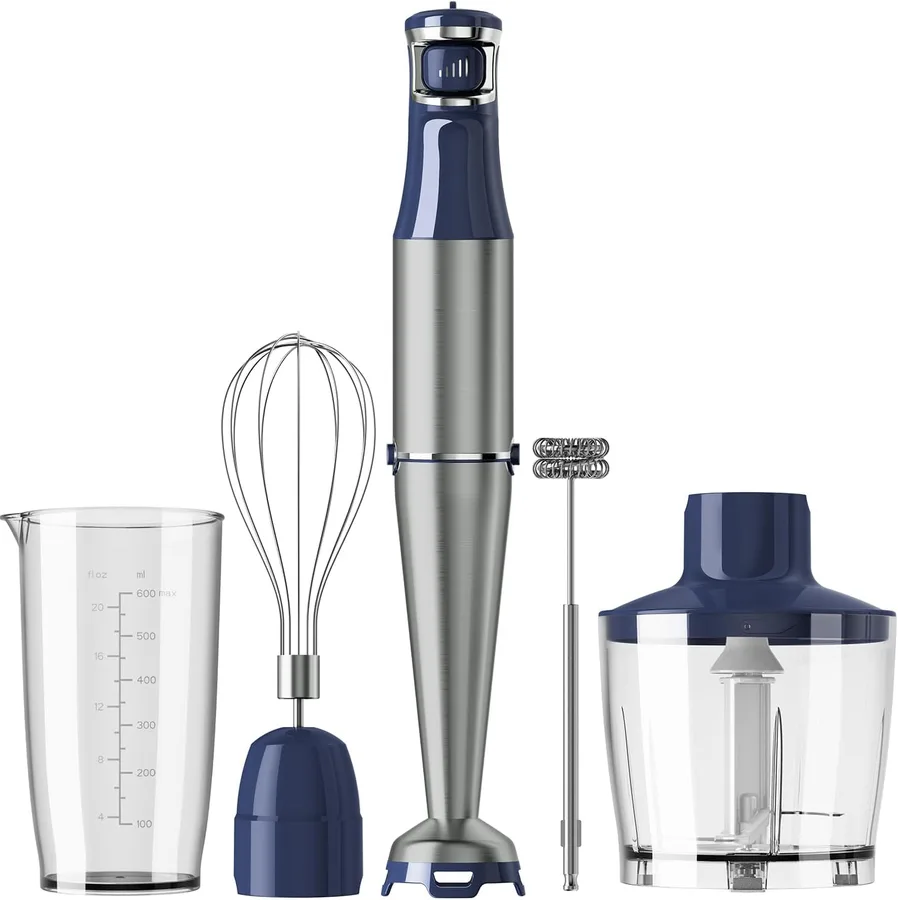 Turelar Immersion Blender Handheld 5 in 1 Hand Blender Set 1100W Heavy Duty | Trigger Variable Speed, Emulsion Stick Mixer with Food Processor, Whisk, Frother, for Soup, Puree, Baby Food, Anti-scratch