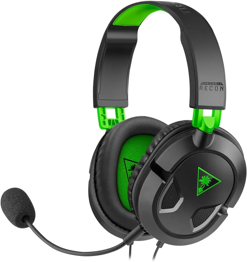 Turtle Beach Recon 50 Wired Multiplatform Gaming Headset for Xbox, PS5, PC | Xbox Series X|S, Xbox One, PlayStation, PS4, Mobile, Removable Mic, 40mm Speakers, In-Line Controls, Lightweight, Black Green