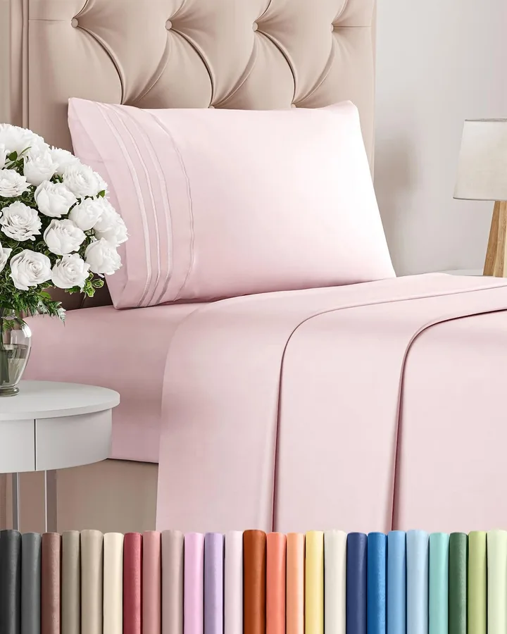 Twin Size 3 Piece Sheet Set - Breathable & Cooling Sheets - Lavender Pink | Hotel Luxury Bed Sheets for Women & Men, Deep Pockets, Easy-Fit, Extra Soft and Wrinkle Free Sheets, Oeko-Tex Bed Sheet Set