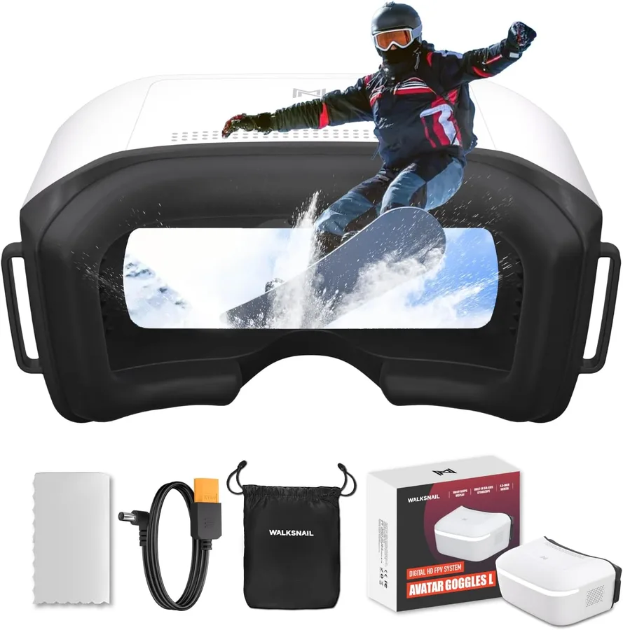 Walksnail Avatar HD FPV Goggles L – 1080p 4.5-Inch Screen, Head Tracking, Immersive Flight Experience, PPM Signal, Micro SD Slot, Lens Customization, Compatible with All Walksnail VTX Kits