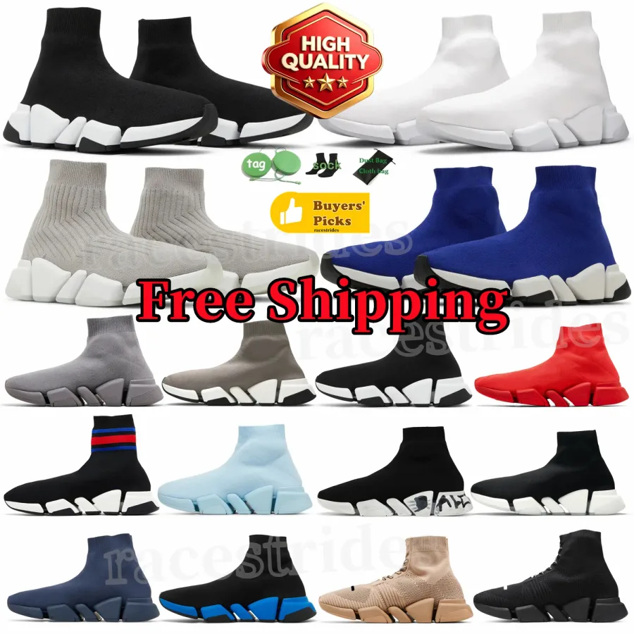 With box Designer Casual Shoes speed 2.0 Men Women Sock shoe Top High Quality Platform Breathable Trainers Knitted Triple Black white speedsocks socks Sneakers 36-47